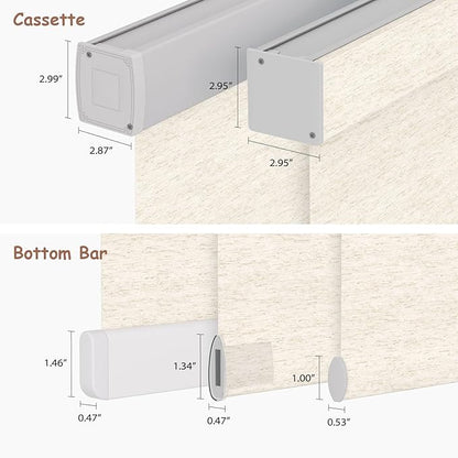 Motorized Roller Blinds with Remote, 100% Blackout Automatic Roller Shades for Bedroom, Bathroom, and Living Room, Customized Size, Lake Ripple Beige