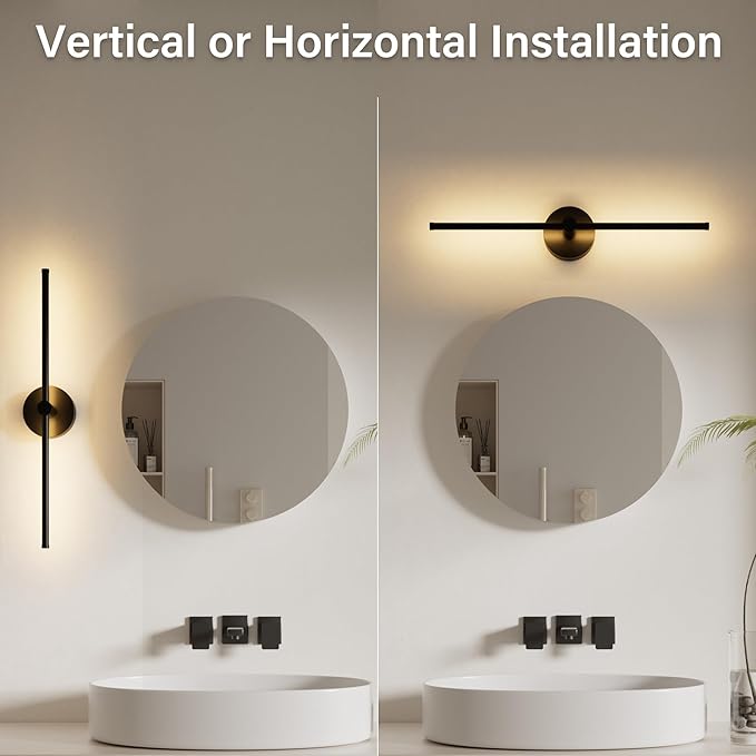 ZAGO Battery Operated Wall Sconce: 24-inch Wireless LED Wall Sconces Set of Two with Remote Control, Dimmable Modern Linear Light for Living Room, Bedroom, Hallway Indoor Lighting Decoration