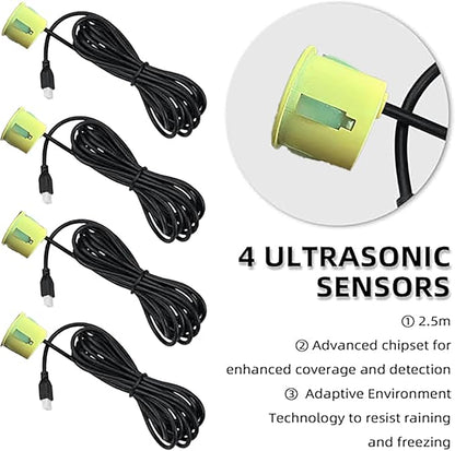 LCD Parking Sensor Kit - Displays Data on Original Screen, Easy Rear Installation, Compatible with CVBS Cameras (Not for AHD), 18 Probe Colors to Match Any Vehicle
