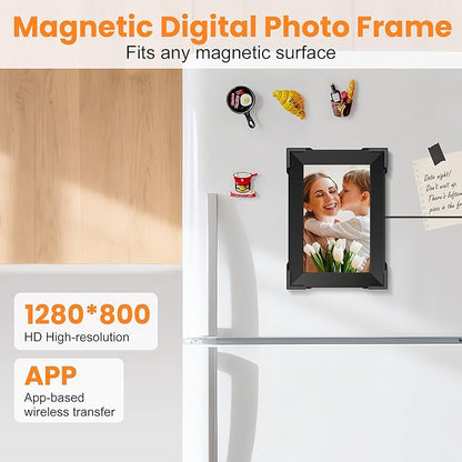 KPCB Tech Magnetic Picture Frames for Refrigerator, 8 inch Digital Photo Frames Smart WiFi & App Control, Electronic Picture Frame with 1280x800 HD Touch Screen for Parents, Grandparents, Friends