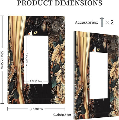Decorative Outlet Covers Boho Mandala Floral Black Cat Vintage Flower 1 Gang Single Rocker Light Switch Cover Plate Wall Plates Gfci Faceplate For Farmhouse Home Decor