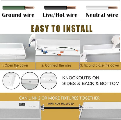 Ansen 2Packs of Under Cabinet Lighting Hardwired, 48in 26W 1720LM Dimmable Led Light for Kitchen/Closet, CRI 92+, R9 90+, 3 Color Temperature, 3000K/4000K/5000K(Warm White, Cool White, Daylight)