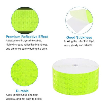 PATIKIL 2 Inch x 82 ft Reflective Tape, 1 Roll Waterproof Self Adhesive High Visibility Caution Warning Safety Tape Reflector with Scraper for Trucks Trailers Cars, Bright Green
