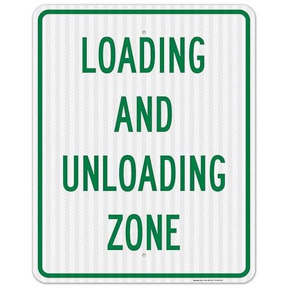 Loading and Unloading Zone Sign, 24x30 Inches, 3M EGP Reflective .080 Aluminum, Fade Resistant, Made in USA