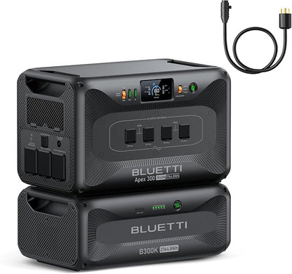 BLUETTI Apex 300 Solar Generator & B300K (2025 New) with TT-30 30A Cable, 5529.6Wh LFP Battery Backup Power Station with 6 3840W AC Outlets (7680W Surge), 2H Fast Charge, Generator Support