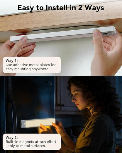 Under Cabinet Lighting Wireless with Remote, Rechargeable Under Cabinet Lights with Charging Station, 14 Inch Motion Sensor Light Indoor, 3 Color Temps & Dimmable for Kitchen, Closet, Hallway, 3-Pack