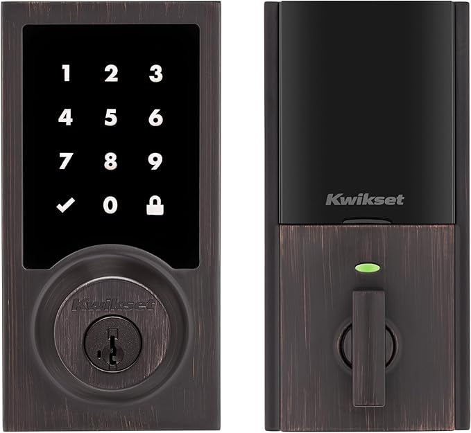 Kwikset HomeConnect 918 Contemporary Z-Wave Long Range Enabled Touchscreen Lock Works with Ring Alarm, Samsung SmartThings Hub Required, Sold Separately in Venetian Bronze