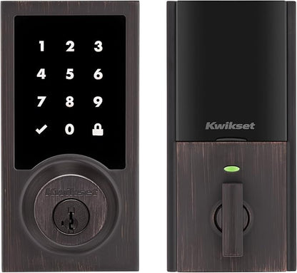 Kwikset HomeConnect 918 Contemporary Z-Wave Long Range Enabled Touchscreen Lock Works with Ring Alarm, Samsung SmartThings Hub Required, Sold Separately in Venetian Bronze