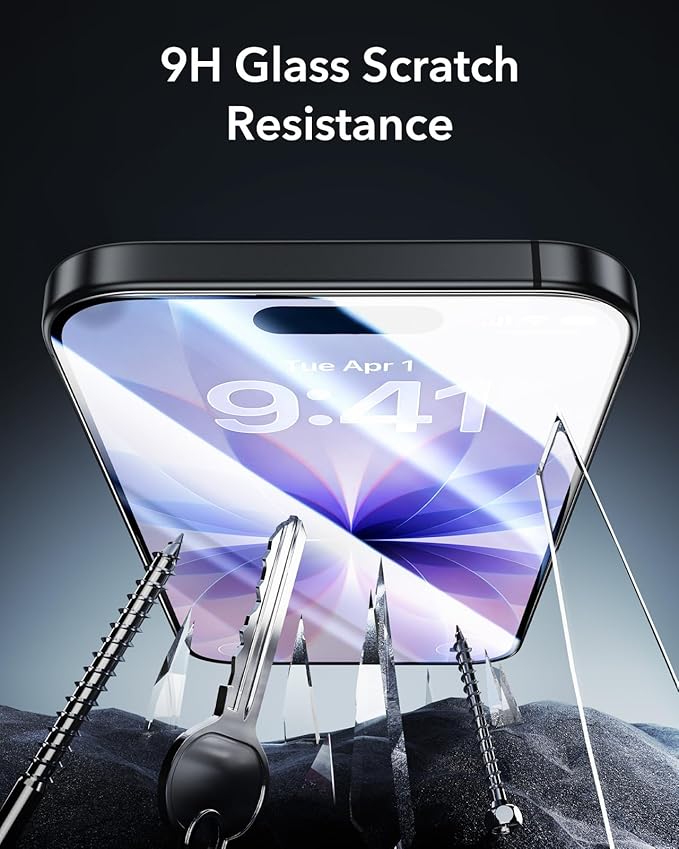 ESR 3 Pack 9H+ Glass for iPhone 17/ iPhone 16 Pro Privacy Screen Protector, [Military Grade Shatterproof & Highly Durable] Armorite Anti-spy Tempered Glass with UltraFit Tray