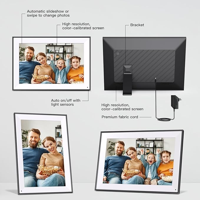 Digital Picture Frame 10.1-inch Digital-Photo-Frame - IPS Touch Screen Digital Frame, 32GB, Auto-Rotate, Light Sensor, Easy Setup to Share Photos/Videos via APP Email, Gift for Family Friends