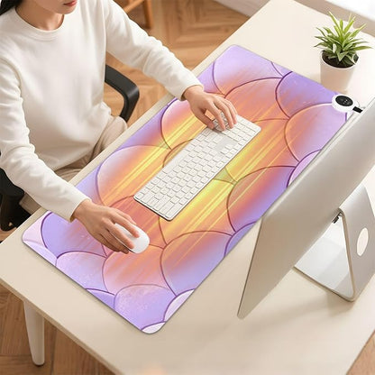 Heated Desk Pad Mouse Pad 31.5x13 Inch PU Leather Desk Mat with 3 Heat Levels Large Mouse Gaming Computer Laptop Mat Light Purple Fish Scales