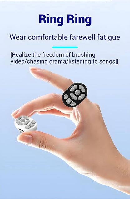 TK Rechargeable Fingertip Wireless Bluetooth Remote Control TK Scrolling Ring, RC Page Turner Music Video Camera Shutter for iPhone Android (White)