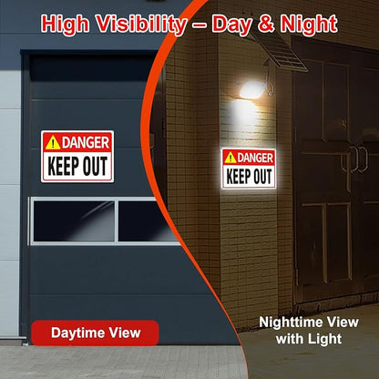 Danger Keep Out Sign – 3 Pack 14x10 Inch Aluminum Metal Safety Signs, Rust Free, UV Protected, Easy to Mount for Construction, Hazard, and Restricted Areas (3)
