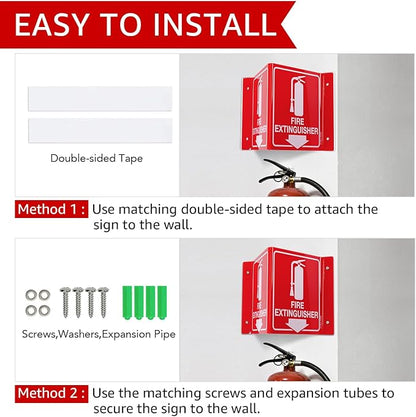 GicnKeuz Fire Extinguisher Sign, 8" x 6" Fire Extinguisher Projecting Sign with Down Arrow, Two-Sided Acrylic V-Signs, Including Screws, Easy to Install, Home Office/Business Use (4 Pack)