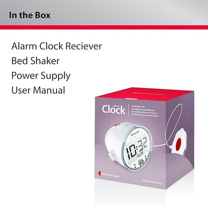 Bellman & Symfon Alarm Clock with Bed Shaker – Visit Smart Home System Hub Component – Deaf and Hard of Hearing – Vibrating Loud Alarm, Flashing Light Alerts, Emergency Receiver for Seniors