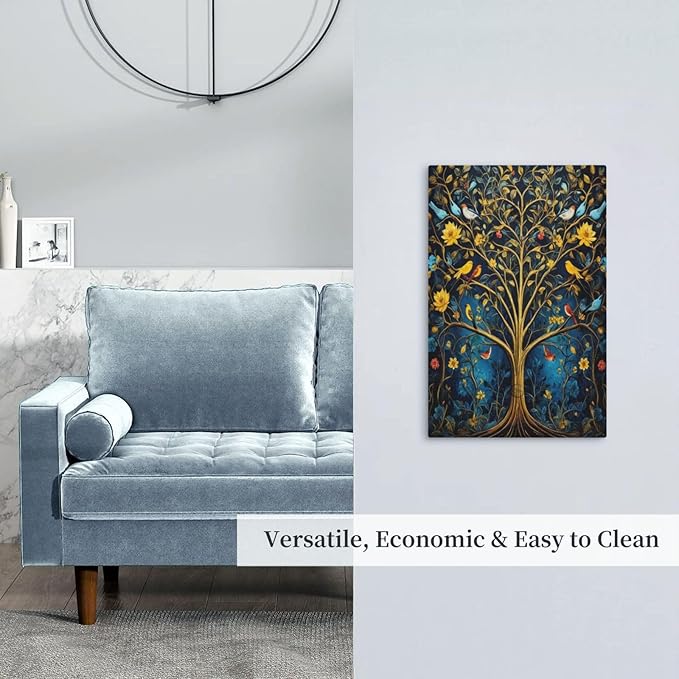 Gold Tree With Birds Flowers on Branches Light Switch Covers No Device Wall Plate 1 Gang Decorative Blank Switchplate Electrical Faceplate for Country Living Bedroom Decor