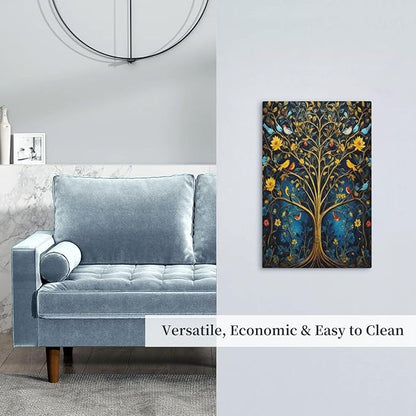 Gold Tree With Birds Flowers on Branches Light Switch Covers No Device Wall Plate 1 Gang Decorative Blank Switchplate Electrical Faceplate for Country Living Bedroom Decor