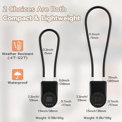 Fingerprint Cable Lock, eLinkSmart Fridge Locks with Bluetooth APP Control, Biometric Smart Padlock for Adults Baby Proof Cabinet Refrigerator French Door Cabinet Gate Locker Bike, 14.9'' Long Black
