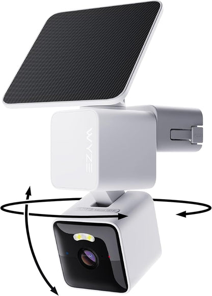 WYZE Solar Cam Pan, Security Cameras Wireless Outdoor, 2K HD 360° Pan-Tilt Battery Powered 2.4GHz Wi-Fi Cameras for Home Security, AI Motion Detection, Color Night Vision, 2-Way Audio, No Blind Spots