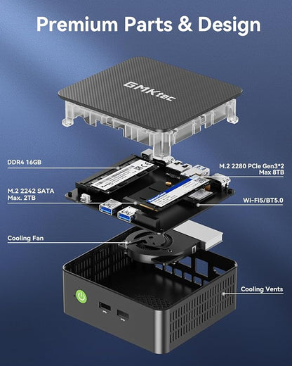GMKtec Mini PC Computers N95(Turbo 3.4GHz) 16GB DDR4 512GB SSD Desktop Computer 4K Dual HDMI Display/3x USB3.2/WiFi 5 BT5.0/RJ45 Ethernet Nucbox G3S