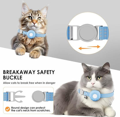 Cat Tracker, Pet Tracker with Safety Elastic Buckle, Works with Any Collar,Compatible with Apple Find My App (Only iOS), No Monthly Fee, Blue