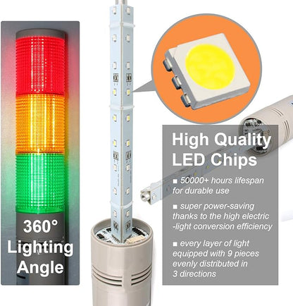 Tower Stack Lights, Industrial Warning Signal Lights Tower Lamps Column, Factory Workshop Safety RGB Signal Indicator, LED Andon Lights (110V, 2 Layers, Without Sound)