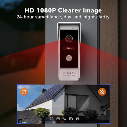 Video Doorbell with 7-inch LCD Monitor, Call Button Tuya WiFi Intercom Kit Smart Video Door Phone System 1080P 4-Wired Doorbell Camera Full Touch Monitors for Villa Home (Silvery)