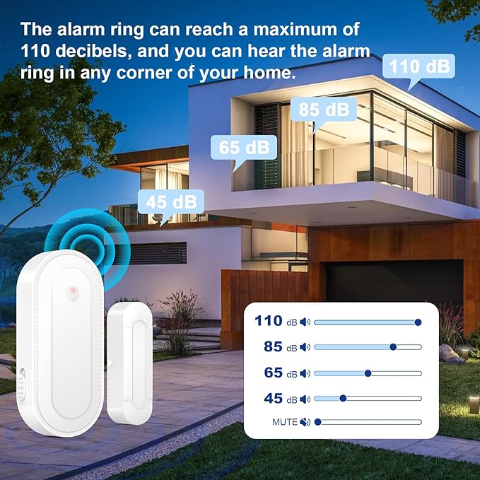 SURFOU Wireless Doorbell Chime with 4 Sensors 2 Receivers,Door Chimes When Door Opens,Door Sensor Chime,Alarms for Business/Home,Digital Doorbell Chime,55 Chimes 5 Volumes,1000FT/300M,IP55 Waterproof