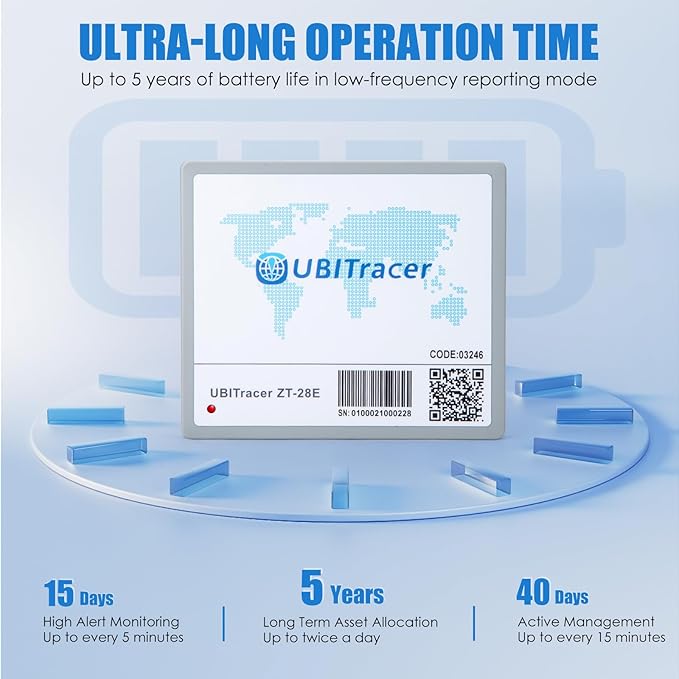 UBITracer Multi-Sensor GPS (Business Edition): Location + Temperature. Up to 5-Year Battery Life. Vehicle Tracker. Monitor Trailer, Equipment, Cold Chain, Pallet. Subscription Required.