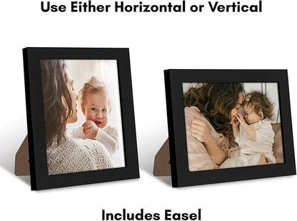 Americanflat 7x8 Picture Frame with Shatter-Resistant Glass - Signature Collection - Gallery-Style Frames Made of Engineered Wood - Photo Frame for Tabletop and Wall Display - Black