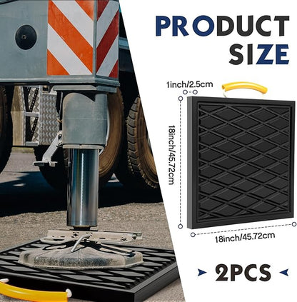 2 Pcs Rv Jack Pads 18 x 18 x 1 Inch Rv Leveling Blocks with Handle Heavy Duty Leveling Jack Pads Stabilizer Blocks for Truck Trailer Crane