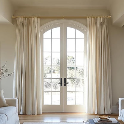 2 Pack Warm Gold Curtain Rods for Windows 28 to 48 Inch 1" Diameter Adjustable Heavy Duty Brass Window Curtain Rod with Metal Finials for Living Room Bedroom Farmhouse Kitchen Outdoor