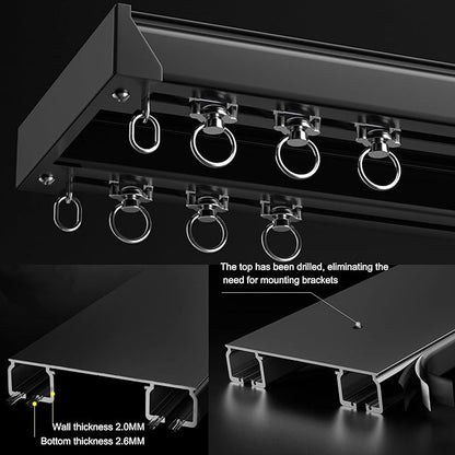 Ceiling Mounted Curtain Track System - Double Rails for Curtains & Drapes - Room Dividers - Sliding Curtain Rail for Window (balck, 4.5m)