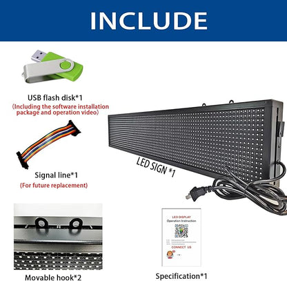 HS Programmable Scrolling led sign, High Brightness Full Color Outdoor Waterproof, Digital Display Board for Advertising Store Business Window Restaurant P10 (39''x8'')