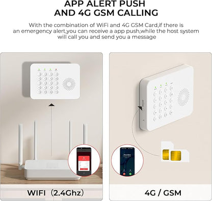 PGST Wireless Home Alarm System,Smart Home Security System,DIY Expandable Door Alarm/Motion Sensors with 4G Call/Phone App Alert,24/7 Professional Monitoring,13 Pieces Alarm Kits For Villa,Kids Safety