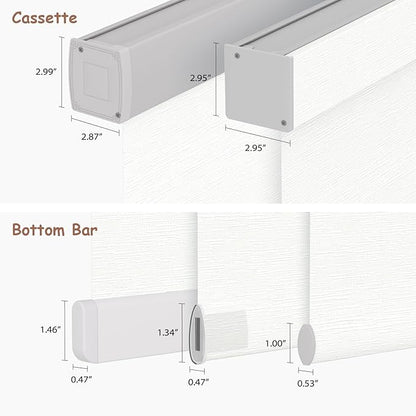 Motorized Roller Blinds with Remote, 100% Blackout Automatic Roller Shades for Bedroom, Bathroom, and Living Room, Customized Size, Moonlight White