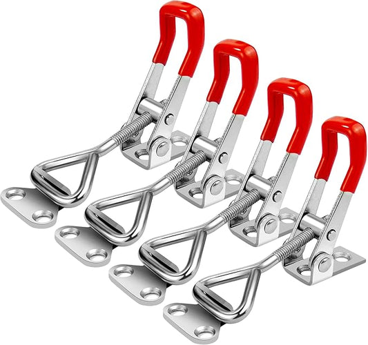 4 Pack Toggle Latch Clamp 4001 Adjustable 304 Stainless Steel Toggle Hasp Latches for Smoker Lid Jig Freezer Door Cooler Box Case Trunk Draw Chest, Quick Release 330Lbs Holding Capacity