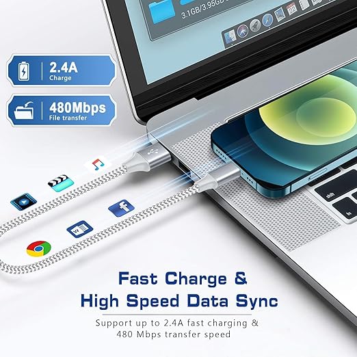 [Apple MFi Certified] Short iPhone Charger 1.5ft 2Pack,USB A to Lightning Cord Nylon Braided 18 Inch Fast Charging iPhone Cable Compatible with iPhone 14 13 12 11 Pro/Max/Mini Xs SE2/iPad for Car
