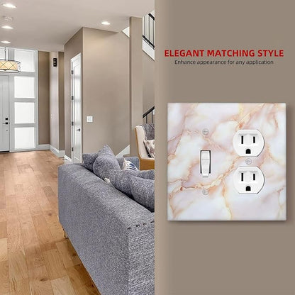 Wallplates Pink Jade Marble Granite 1 Toggle 1 Duplex Switch Plate Electrical Gfci Faceplate Decorative Light Switch Covers For Bathroom Kitchen Decor