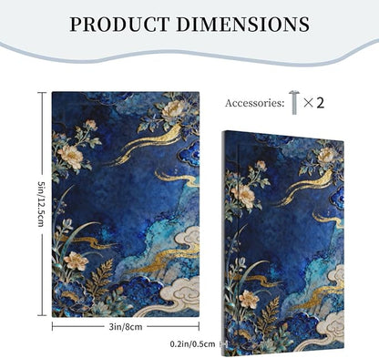Decorative Light Switch Cover Plate Blue White Flower Gold Line Cloud 1 Gang No Device Single Blank Outlet Covers Wall Plates for Electrical Outlets Faceplate for Bedroom Home Decor