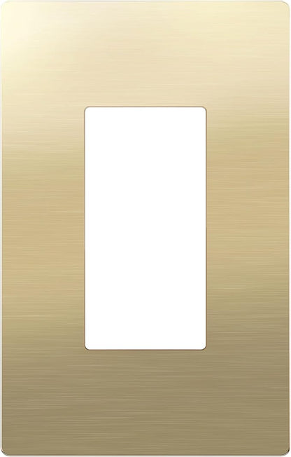 LIDER Screwless Metal-Surface Wall Plate, Decorator Switch Cover, Temperature and Impact Resistant, 201 Stainless Steel, Modern Decoration Upgrade, Mid-Size 1-Gang 4.88" x 3.11", Brushed Brass