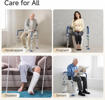 Toilet Safety Rails for Seniors,Height-Adjustable Toilet Frame Width-Adjustable Toilet Handles Toilet Rail Provides Support for Seniors ， Pregnant ，Disabled