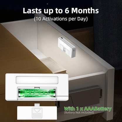 Drawer Lights When Open, 6-Pack Closet Lights Battery Operated with Door Sensor, Cabinet Lights When Open for Drawer, Pantry, Kitchen, Gun Safe, Wardrobe