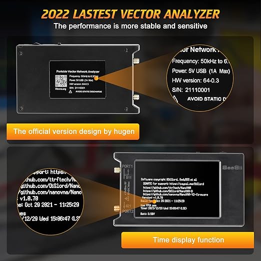 Upgraded NanoVNA 50kHz-6.3GHz Vector Network Analyzer, Seesii 4 inch Antenna Analyzer with MicroSD Slot, Support Data Storage,Measure S Parameters HF VHF UHF SWR Phase Delay Smith Chart