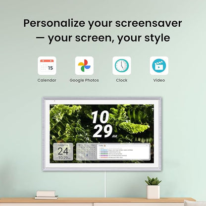 ApoloSign 21.5" Digital Calendar: Dual Mode Calendars with Google Play & Multi-calendar Sync, Electronic Planner & Chore Chart, Smart Touchscreen, Interactive Display for Family Schedules (Gray Wood, 21.5-inch)