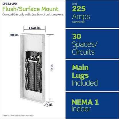 Leviton 30 Space, 30 Circuit Indoor Load Center with Main Lugs, LP322-LPD