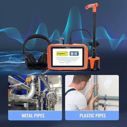 PQWT L2000 Underground Water Leak Detectors for Outdoor Wall Water Pipe Detector Machine Middle Sensor Acoustic Pipeline Leakage Detection Kit Noise Reduction Headphone Smart Touchscreen Carry Case