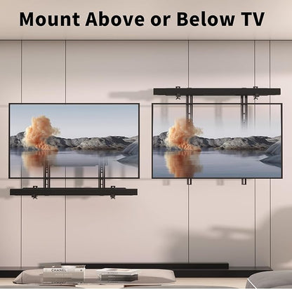 Universal Soundbar Mount with Holes/Without Holes, Sound Bar TV Bracket for Speaker Non-Slip Base Holder Extends 3.46"-6.1",Support 20lbs SBR501