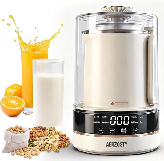 10 in 1 Nut Milk Maker Machine, 40oz/1.2L Soy Milk Maker with Auto Clean/24H Delay/Keep Warm/Boil Water, Almond Milk Maker for Homemade Oat, Juice, Milk Shakes, Plant Based and Dairy Free Beverages