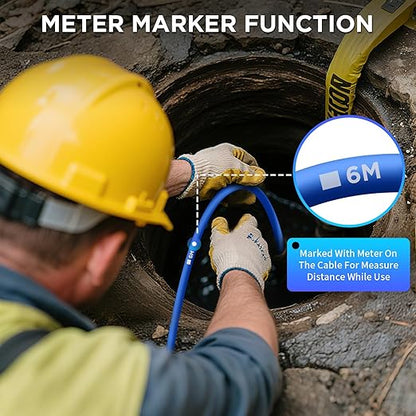Sewer Camera with Locator, Drain Camera 200ft, Pipe Inspection with 512Hz Sonde, Self-Leveling, Industrial Endoscope with DVR, 9" LCD, Meter Counter, 7mm Cable, IP68 Waterproof, 12 LEDs, 32GB Card